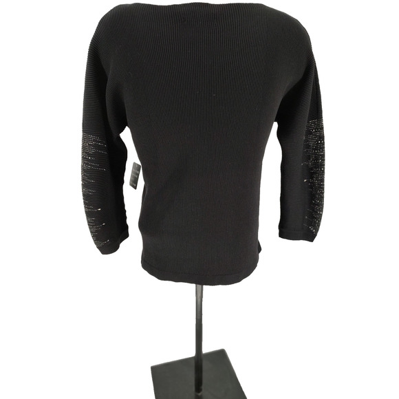 Select + Trend Woman NEW Black Sparkle Pullover Sweater Size Small Stretch Soft - Picture 2 of 10